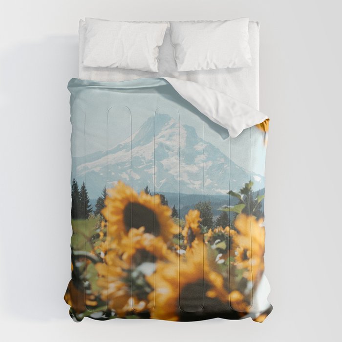 Mt. Hood Sunflower Field Comforter Gallery Image 6
