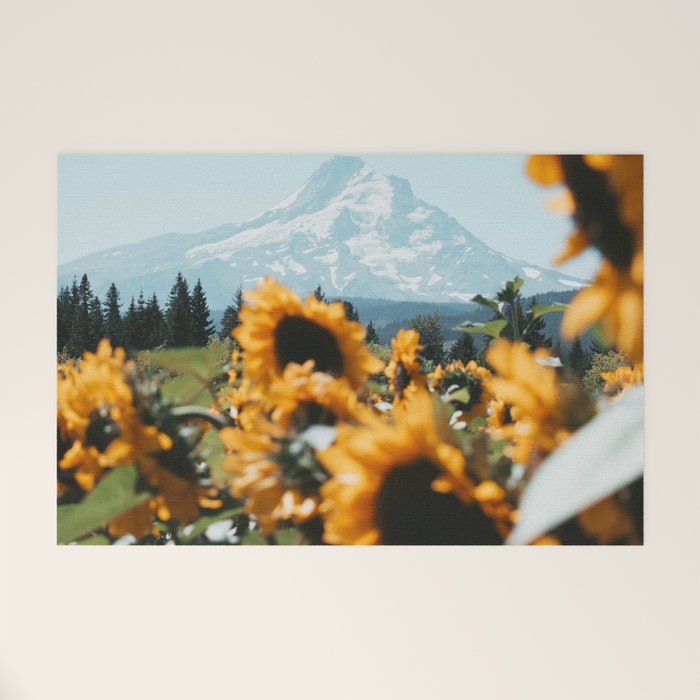Mt. Hood Sunflower Field Welcome Mat Gallery Image 1