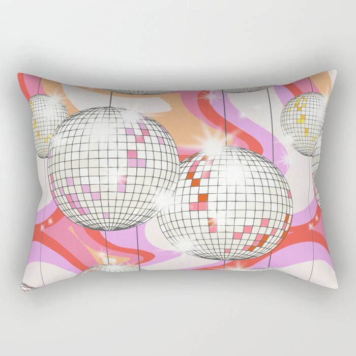 Groovy Party disco ball pink Rectangular Pillow Gallery Image 1