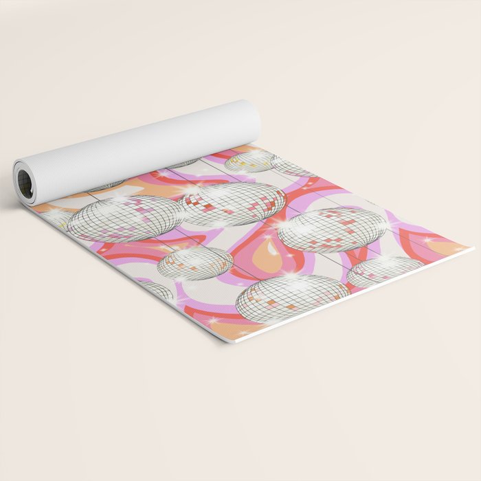 Groovy Party disco ball pink Yoga Mat Gallery Image 2