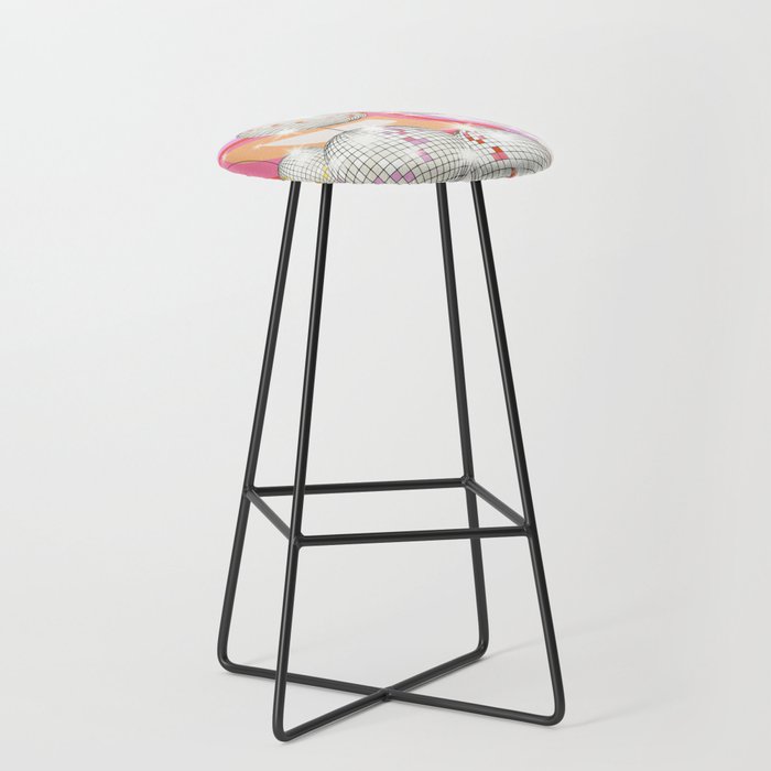 Groovy Party disco ball pink Stool Gallery Image 1