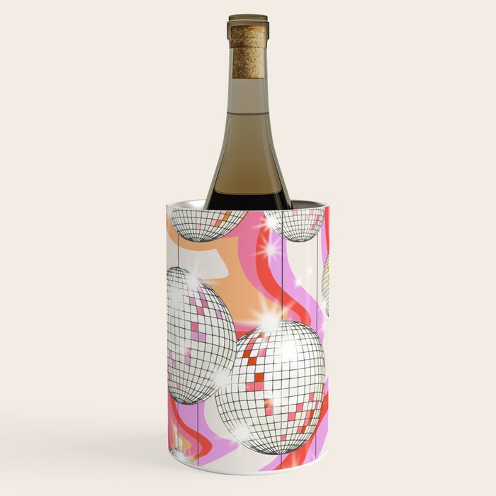 Groovy Party disco ball pink Wine Chiller Gallery Image 1