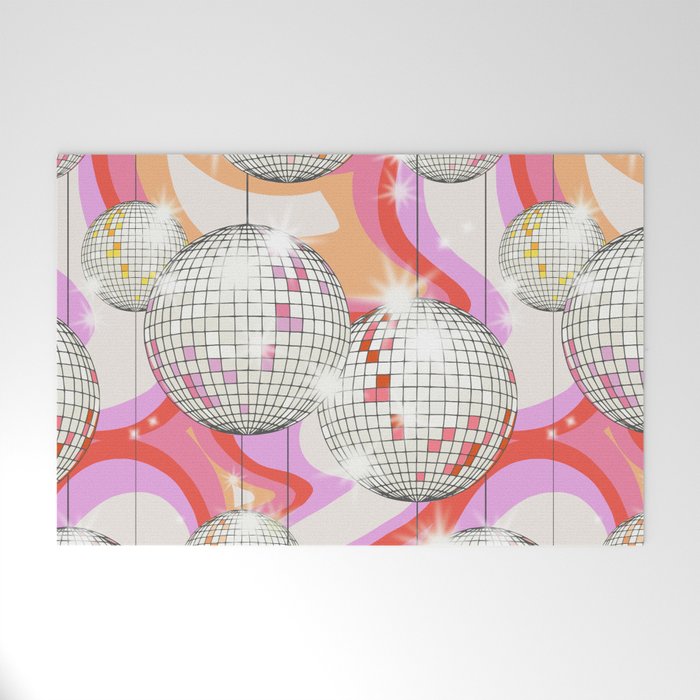 Groovy Party disco ball pink Welcome Mat Gallery Image 1