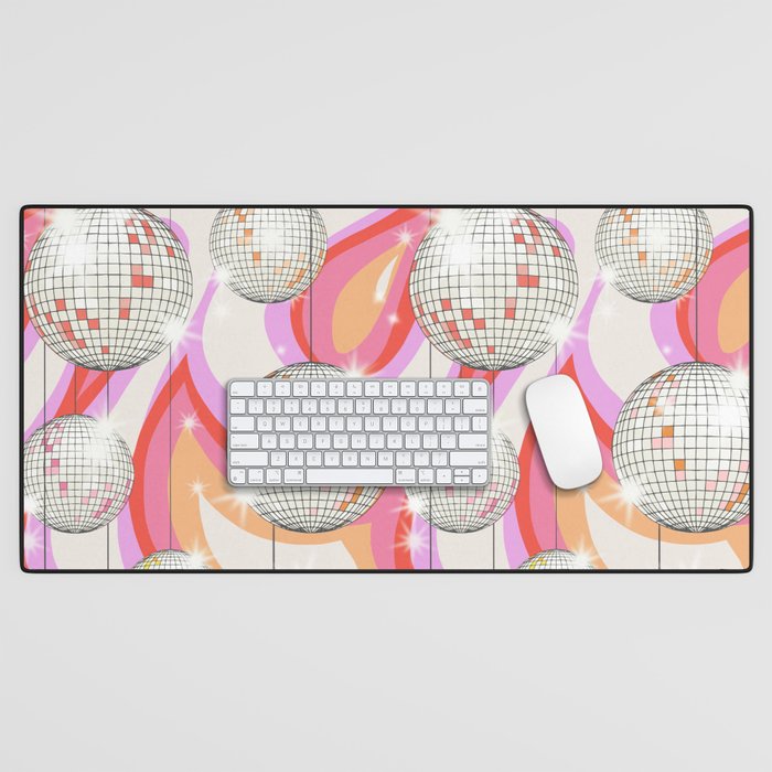 Groovy Party disco ball pink Desk Mat Gallery Image 1