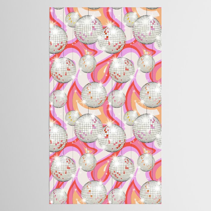 Groovy Party disco ball pink Tablecloth Gallery Image 2