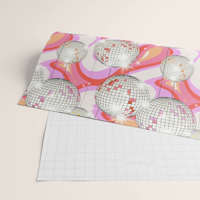 Groovy Party disco ball pink Wrapping Paper Gallery Image 2