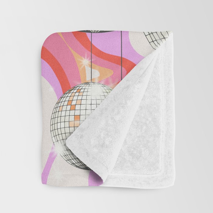 Groovy Party disco ball pink Throw Blanket Gallery Image 3