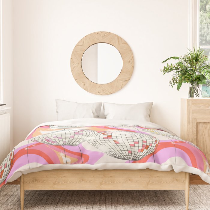Groovy Party disco ball pink Duvet Cover Gallery Image 3
