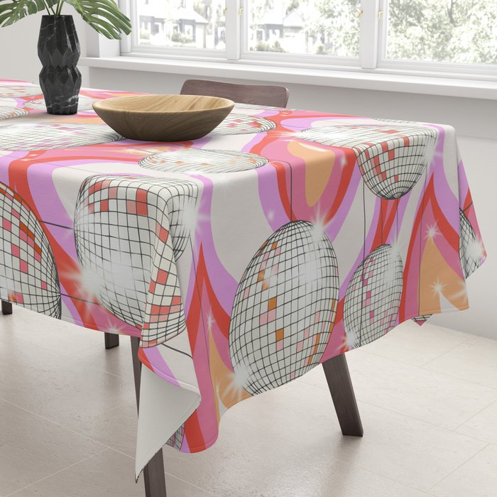 Groovy Party disco ball pink Tablecloth Gallery Image 3