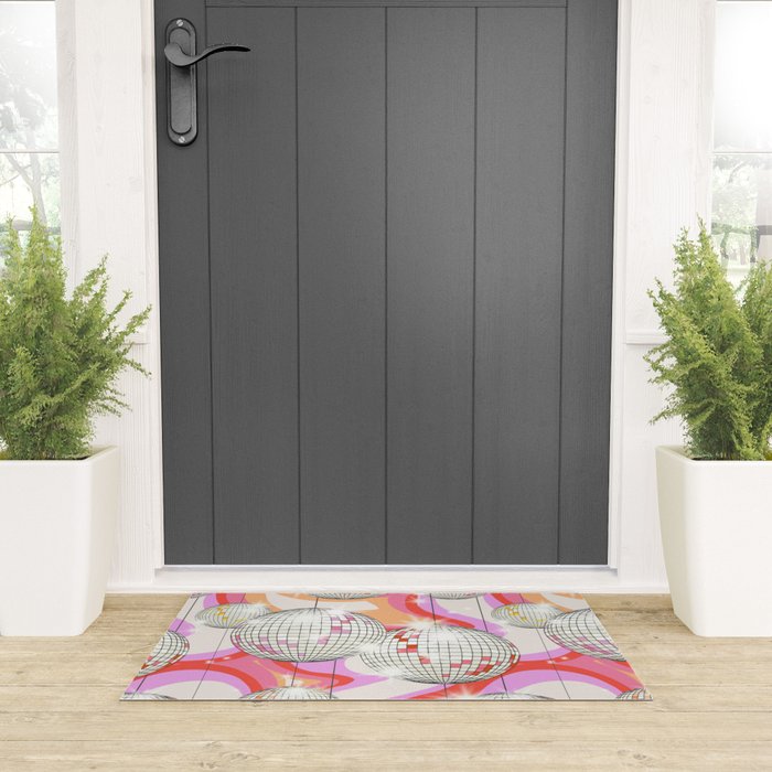 Groovy Party disco ball pink Welcome Mat Gallery Image 3