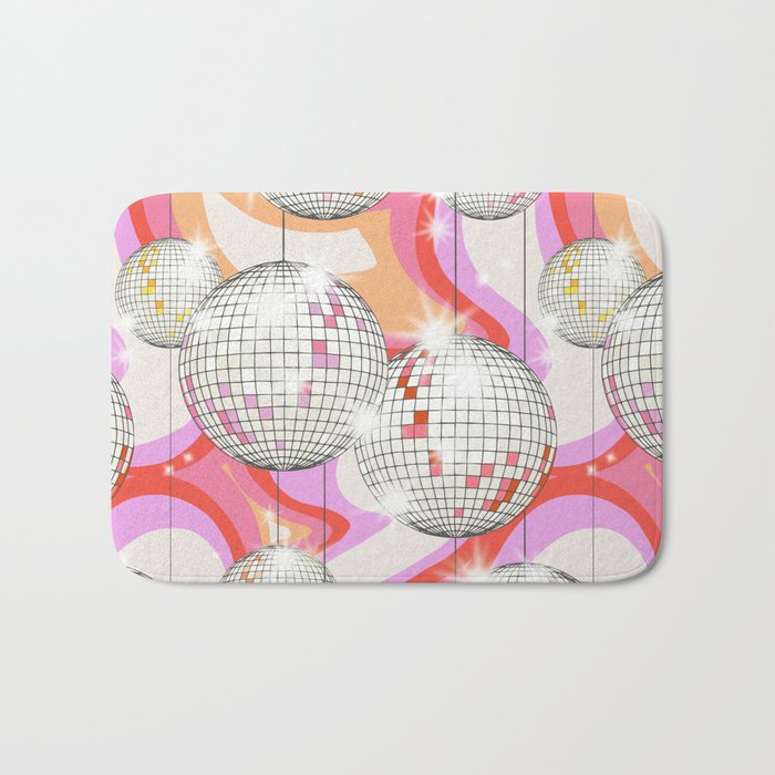 Groovy Party disco ball pink Bath Mat Gallery Image 1