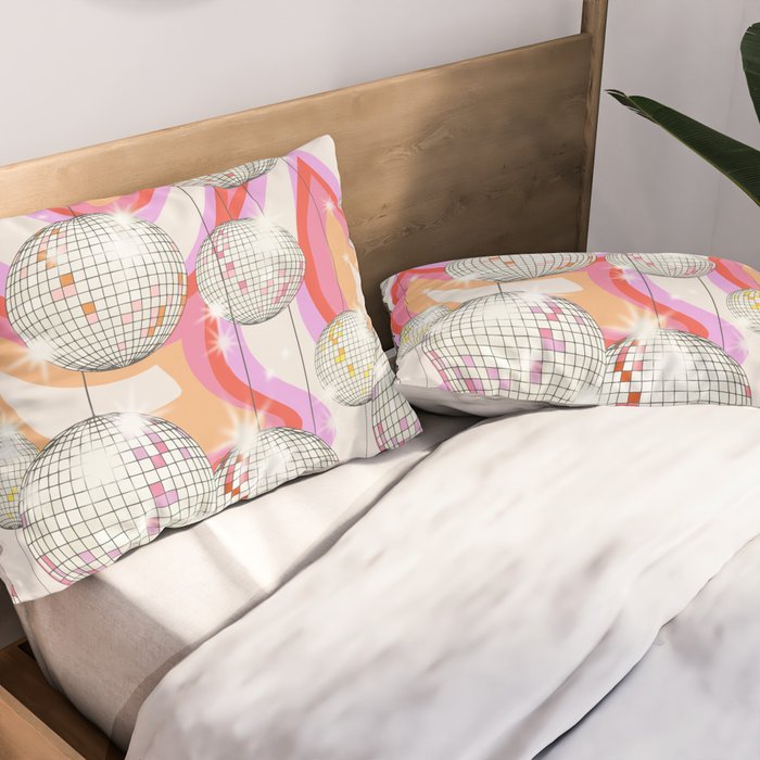 Groovy Party disco ball pink Pillow Sham Gallery Image 2