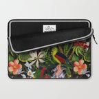 Vintage & Shabby Chic - Black Tropical Parrot Night Garden Laptop Sleeve Gallery Image 2
