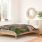 Vintage & Shabby Chic - Black Tropical Parrot Night Garden Duvet Cover Gallery Image 2