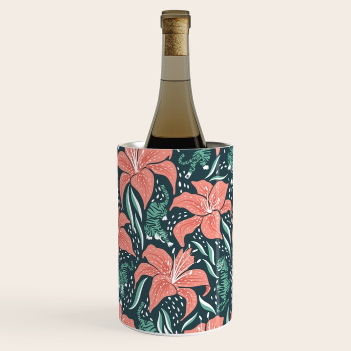 Tigers & Tiger Lilies - Teal & Rose Wine Chiller Gallery Image 2