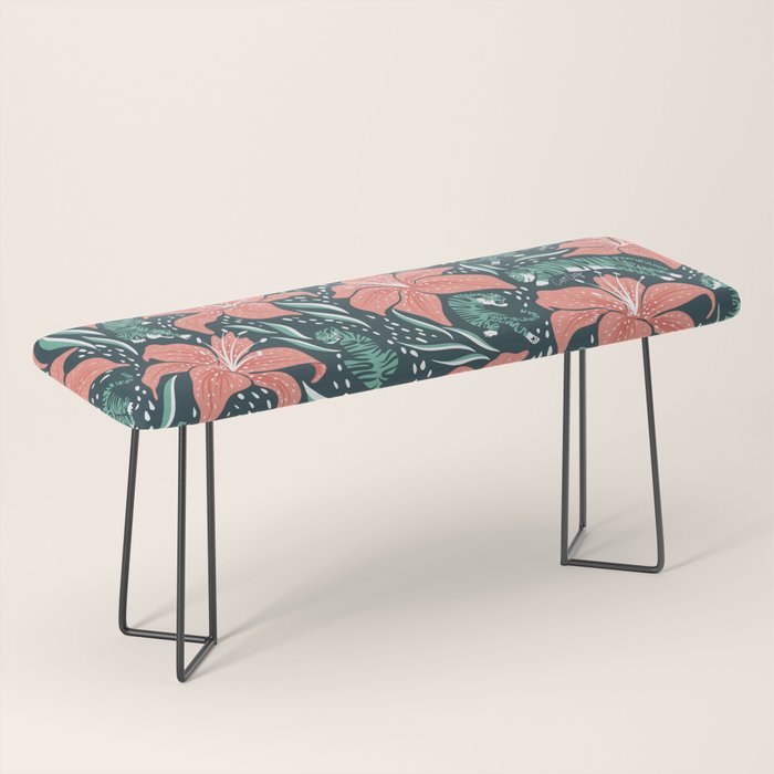 Tigers & Tiger Lilies - Teal & Rose Bench Gallery Image 1