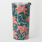 Tigers & Tiger Lilies - Teal & Rose Travel Mug Gallery Image 2