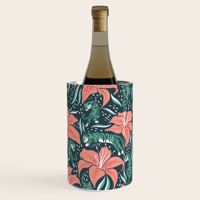 Tigers & Tiger Lilies - Teal & Rose Wine Chiller Gallery Image 3