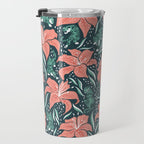 Tigers & Tiger Lilies - Teal & Rose Travel Mug Gallery Image 3