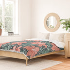 Tigers & Tiger Lilies - Teal & Rose Duvet Cover Gallery Image 2
