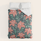 Tigers & Tiger Lilies - Teal & Rose Comforter Gallery Image 6