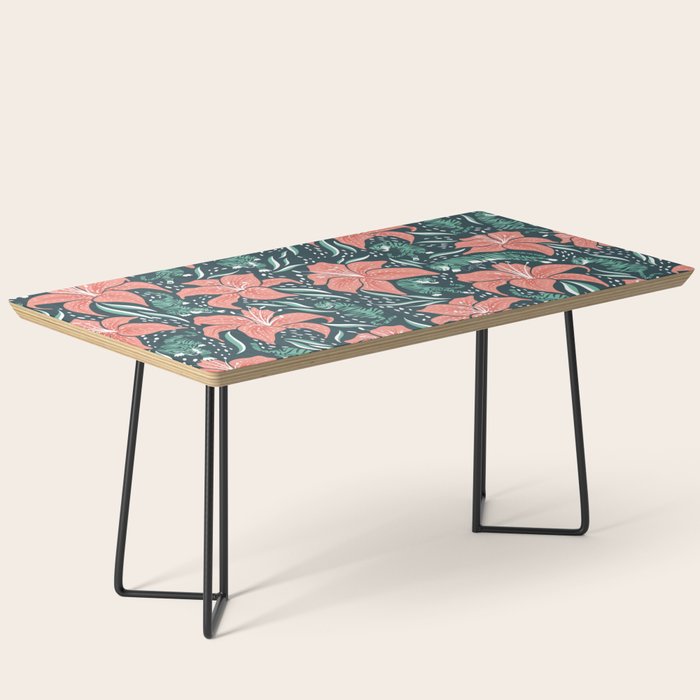 Tigers & Tiger Lilies - Teal & Rose Coffee Table Gallery Image 1