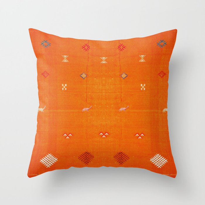 Boho Oriental Orange Traditional Desert Moroccan Style  Throw Pillow Gallery Image 6