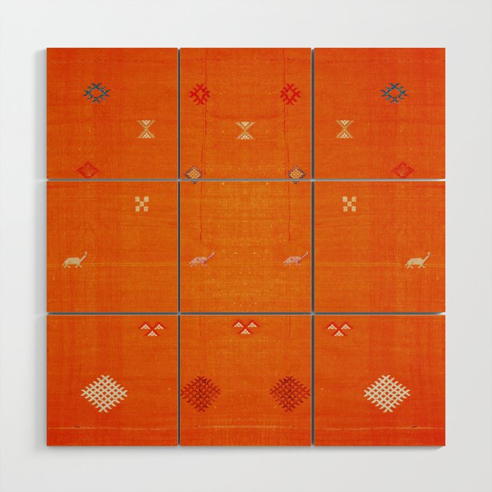 Boho Oriental Orange Traditional Desert Moroccan Style  Wood Wall Art Gallery Image 1