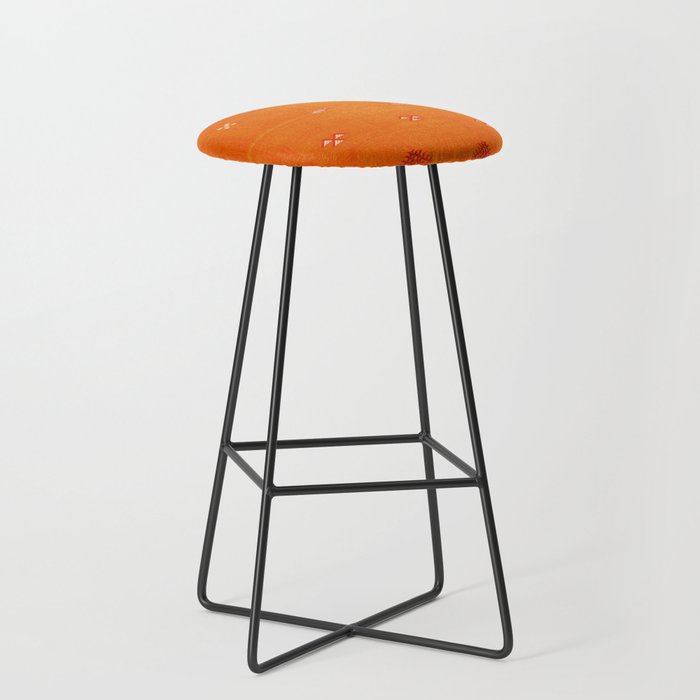 Boho Oriental Orange Traditional Desert Moroccan Style  Stool Gallery Image 1