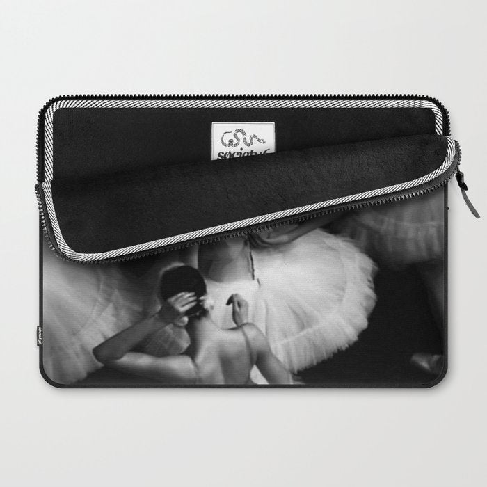 Ballerinas getting ready for the big performance black and white photograph - photographs Laptop Sleeve Gallery Image 2