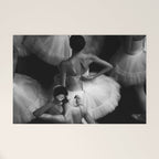Ballerinas getting ready for the big performance black and white photograph - photographs Welcome Mat Gallery Image 1