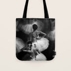 Ballerinas getting ready for the big performance black and white photograph - photographs Tote Bag Gallery Image 1