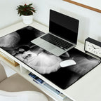 Ballerinas getting ready for the big performance black and white photograph - photographs Desk Mat Gallery Image 2