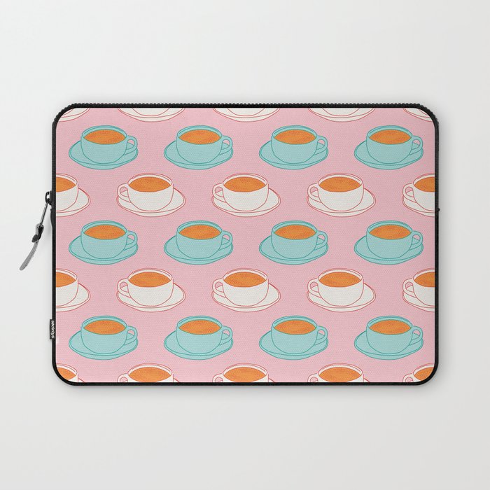 Colorful retro coffee cup art pattern Laptop Sleeve Gallery Image 1