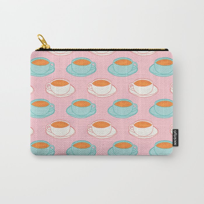 Colorful retro coffee cup art pattern Carry All Pouch Gallery Image 1