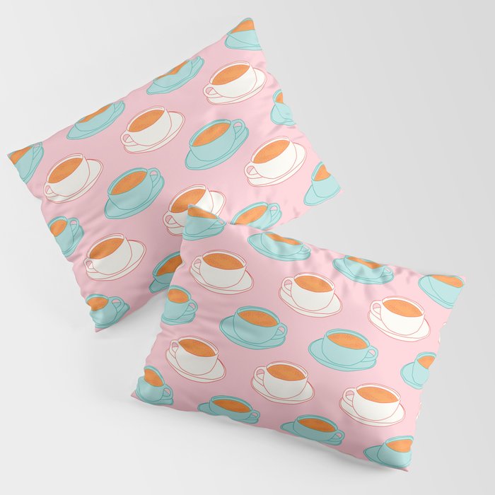 Colorful retro coffee cup art pattern Pillow Sham Gallery Image 3