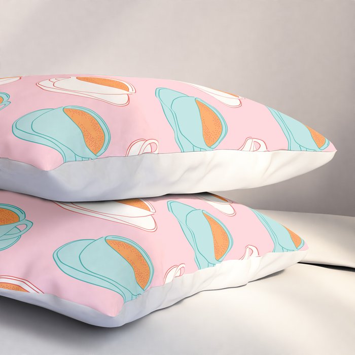 Colorful retro coffee cup art pattern Pillow Sham Gallery Image 3