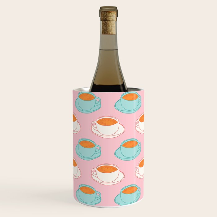 Colorful retro coffee cup art pattern Wine Chiller Gallery Image 1