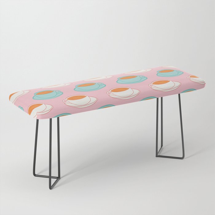 Colorful retro coffee cup art pattern Bench Gallery Image 1