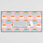 Colorful retro coffee cup art pattern Desk Mat Gallery Image 1