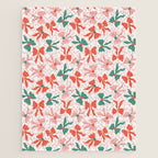 Playful Scattered Coquette Bows Festive Green Red and Pink Jigsaw Puzzle Gallery Image 1