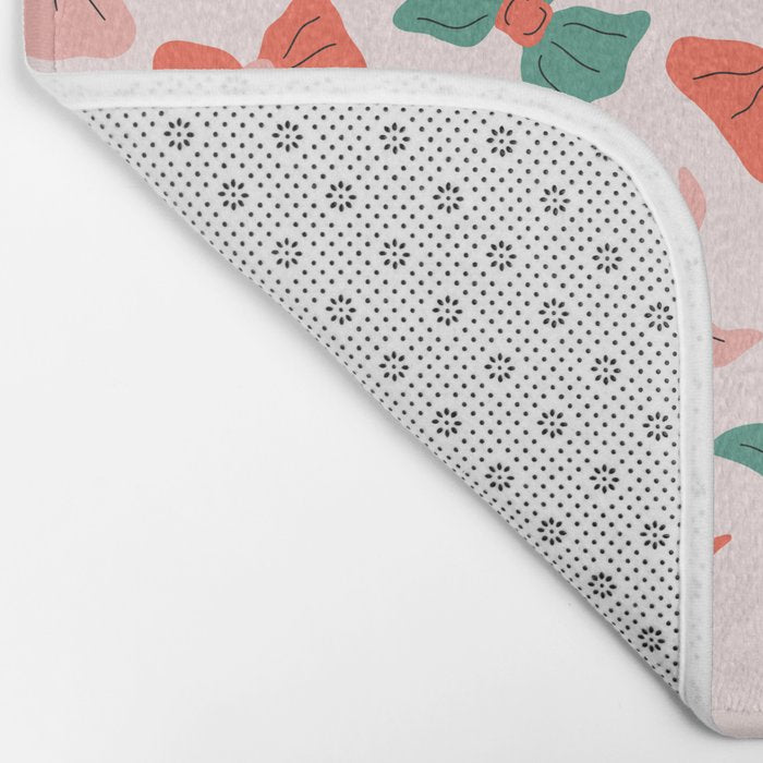 Playful Scattered Coquette Bows Festive Green Red and Pink Bath Mat Gallery Image 2