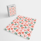 Playful Scattered Coquette Bows Festive Green Red and Pink Jigsaw Puzzle Gallery Image 2