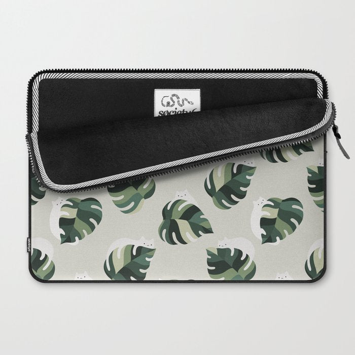Cat and Plant Pattern 3 Laptop Sleeve Gallery Image 2