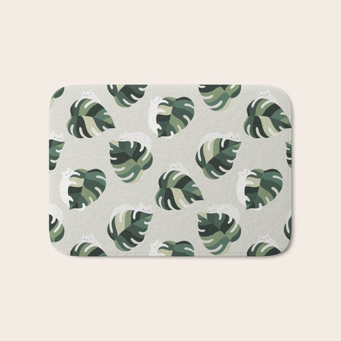 Cat and Plant Pattern 3 Bath Mat Gallery Image 1
