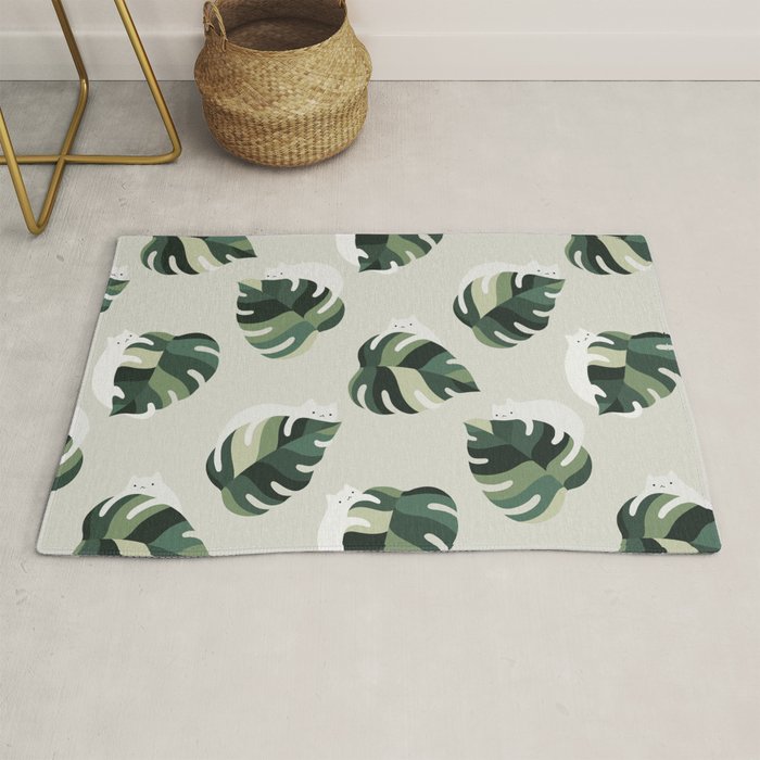 Cat and Plant Pattern 3 Rug Gallery Image 1