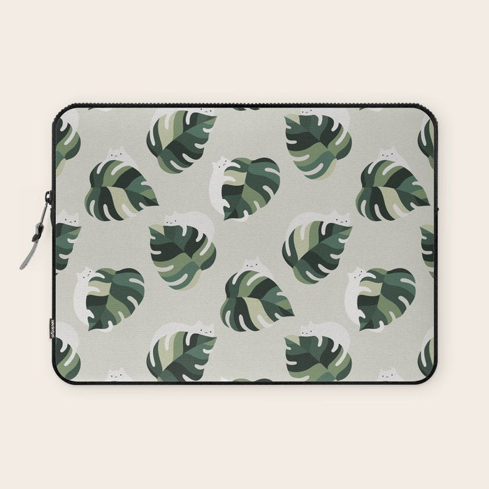Cat and Plant Pattern 3 Laptop Sleeve Gallery Image 1