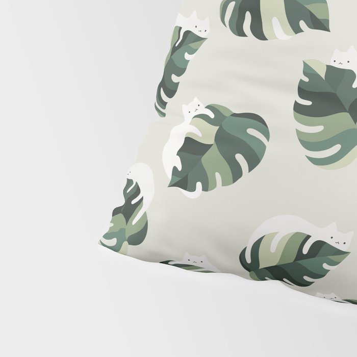 Cat and Plant Pattern 3 Pillow Sham Gallery Image 4