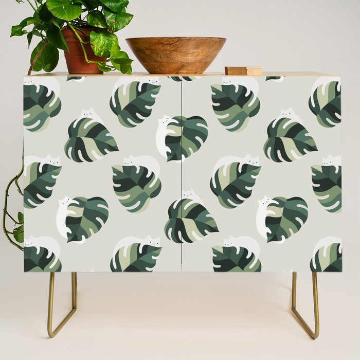 Cat and Plant Pattern 3 Credenza Gallery Image 1