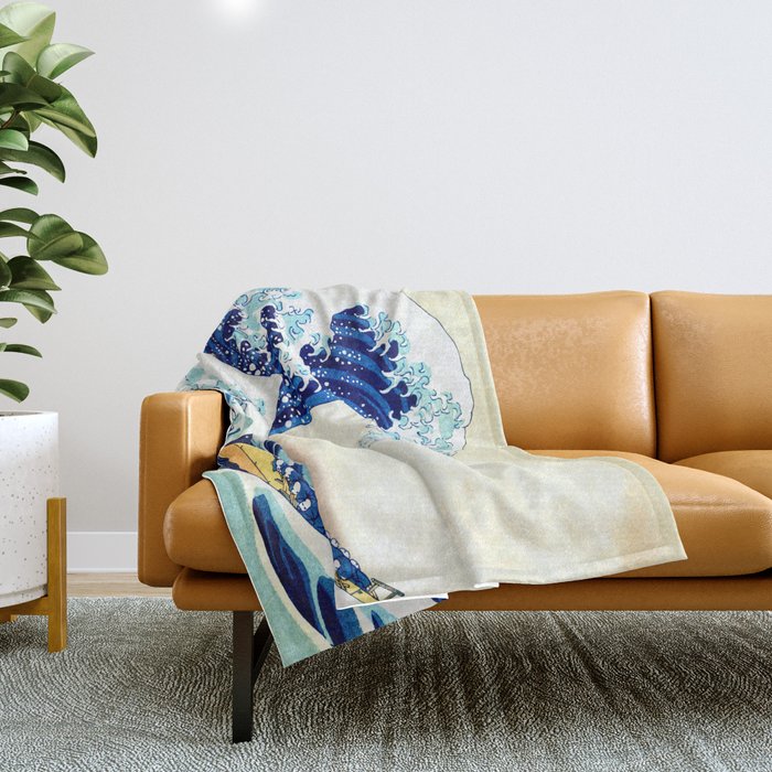 The Great Wave off KanagawA Throw Blanket Gallery Image 1